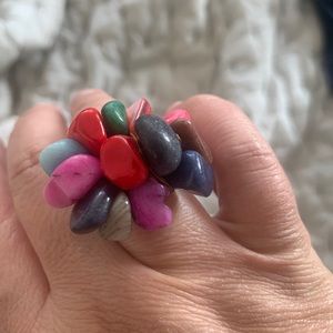 Original and trendy stone ring with leather strap.